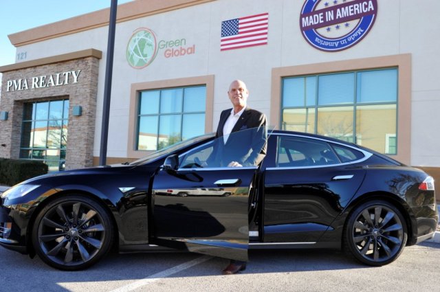 Ken Baxter with his American Made Tesla All-Electric Model S Car